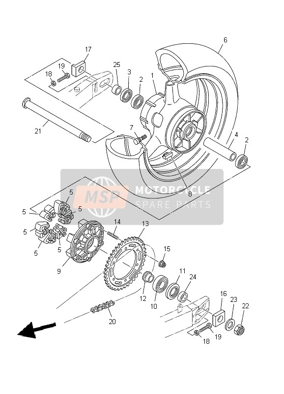 Yamaha TDM900 2009 Ruota posteriore per un 2009 Yamaha TDM900