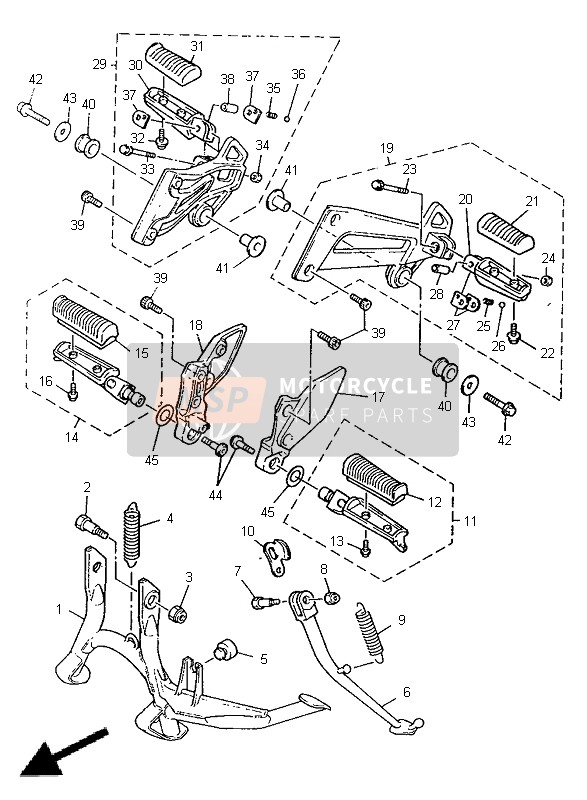 Yamaha XJR1200SP 1998 Estar & Reposapiés para un 1998 Yamaha XJR1200SP