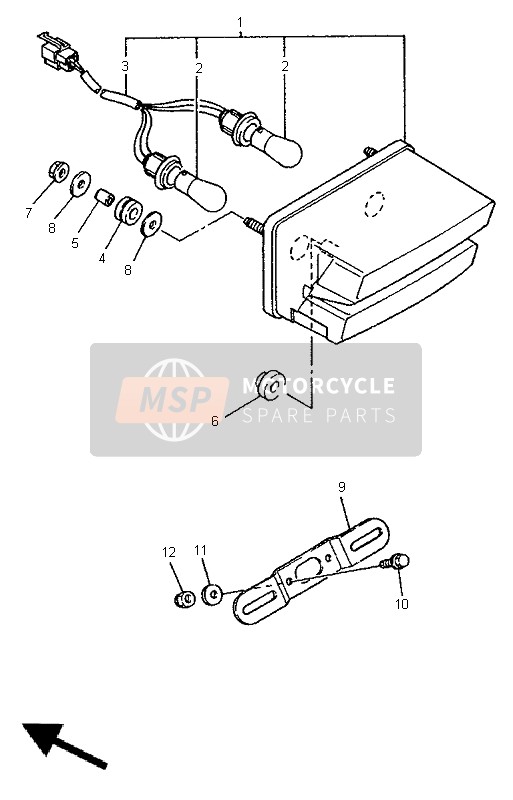 Yamaha XJR1200SP 1998 RÜCKLICHT für ein 1998 Yamaha XJR1200SP