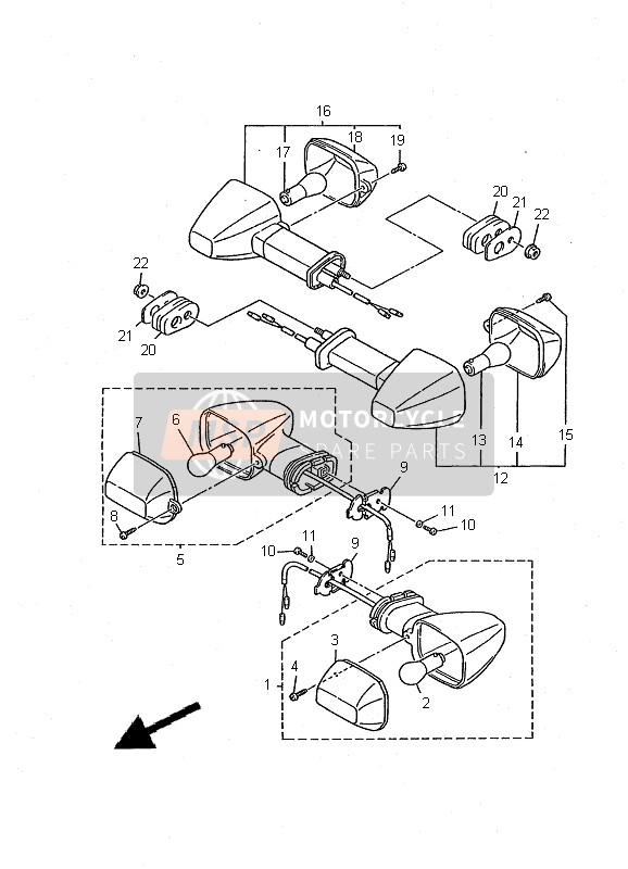 Yamaha YZF600R THUNDERCAT 2000 Luz intermitente para un 2000 Yamaha YZF600R THUNDERCAT