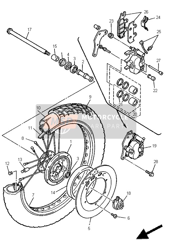 Yamaha XT600E 1998 Front Wheel for a 1998 Yamaha XT600E