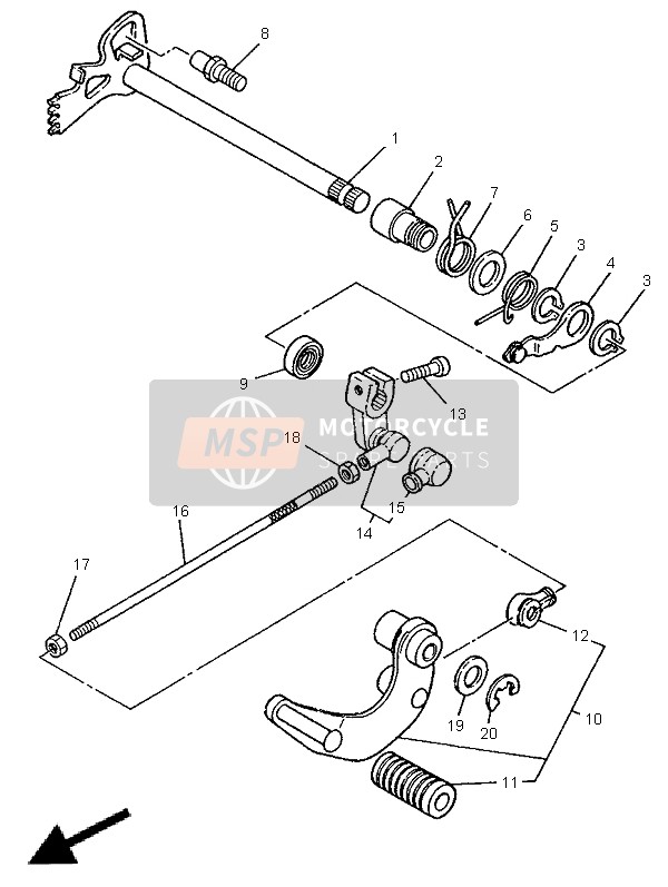 Yamaha XV125 VIRAGO 1998 Shift Shaft for a 1998 Yamaha XV125 VIRAGO