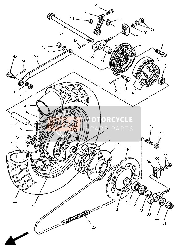 Yamaha XV125 VIRAGO 1998 HINTERRAD für ein 1998 Yamaha XV125 VIRAGO