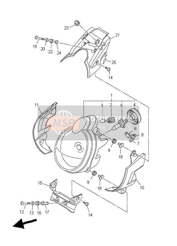 Yamaha VMAX 2009 Headlight for a 2009 Yamaha VMAX