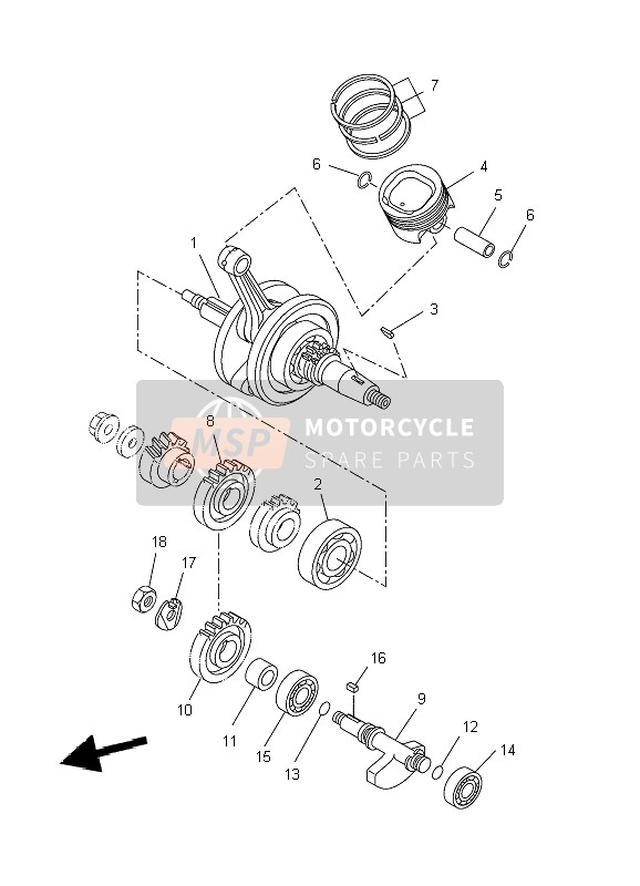 Yamaha WR125R 2009 Cigüeñal & Pistón para un 2009 Yamaha WR125R