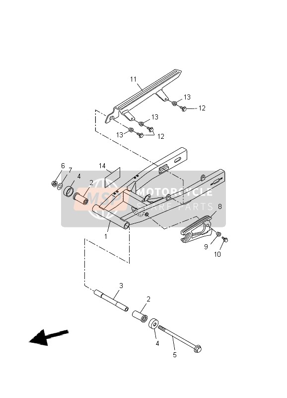 Yamaha WR125X 2009 Rear Arm for a 2009 Yamaha WR125X