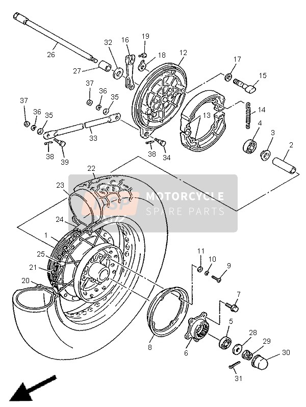 Yamaha XV535 VIRAGO 1998 Rear Wheel for a 1998 Yamaha XV535 VIRAGO