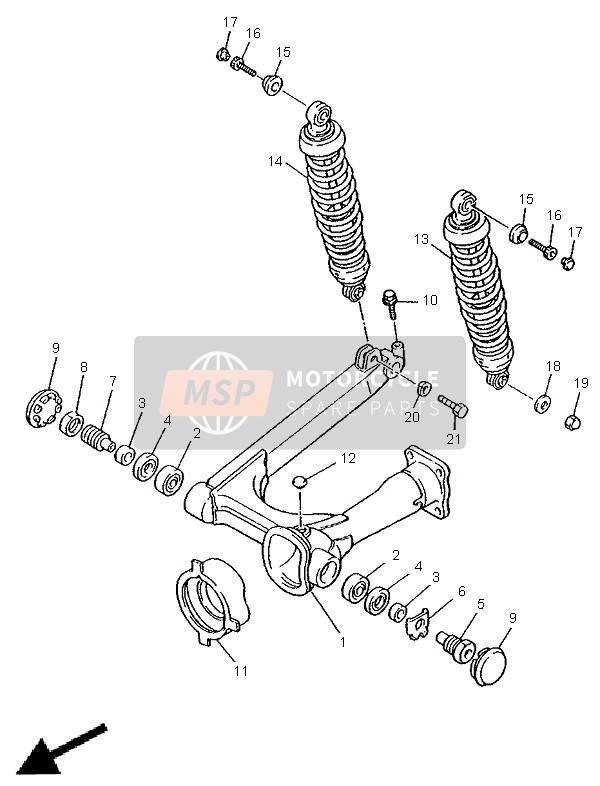 Yamaha XV1100 VIRAGO 1998 Rear Arm & Suspension for a 1998 Yamaha XV1100 VIRAGO