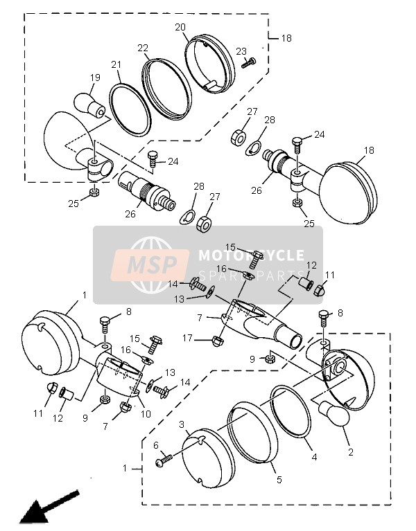 Yamaha XVS650 DRAGSTAR 1998 Luz intermitente para un 1998 Yamaha XVS650 DRAGSTAR