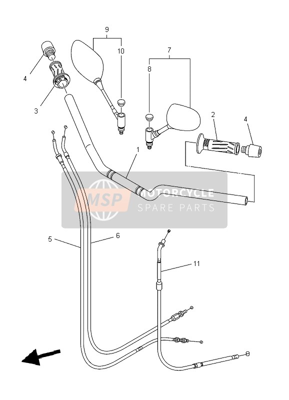 20S262900000, Ruckblickspiegel Kompl (R), Yamaha, 1