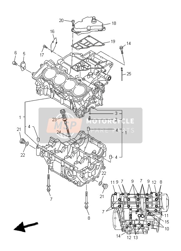 Yamaha XJ6NA 2009 Crankcase for a 2009 Yamaha XJ6NA