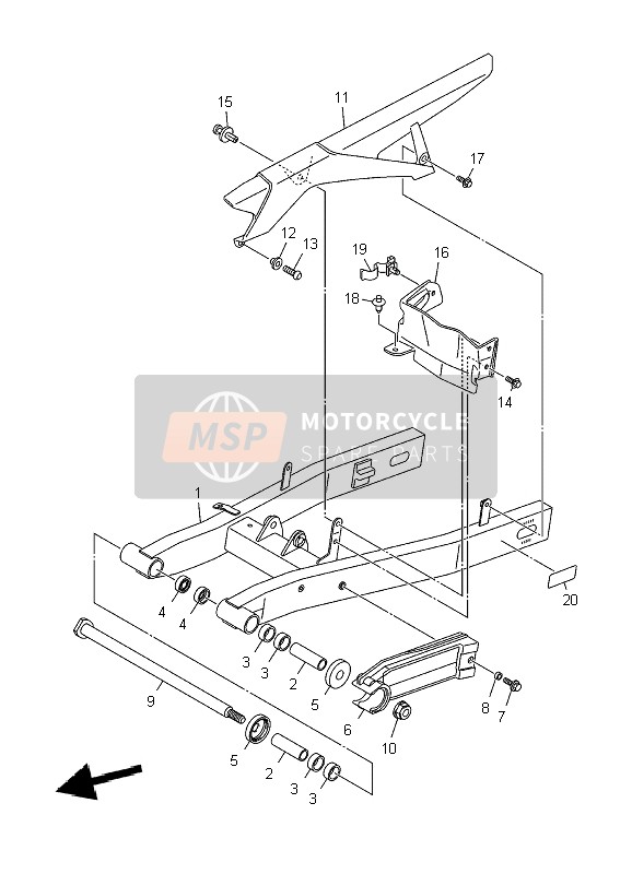 Yamaha XJ6NA 2009 Rear Arm for a 2009 Yamaha XJ6NA