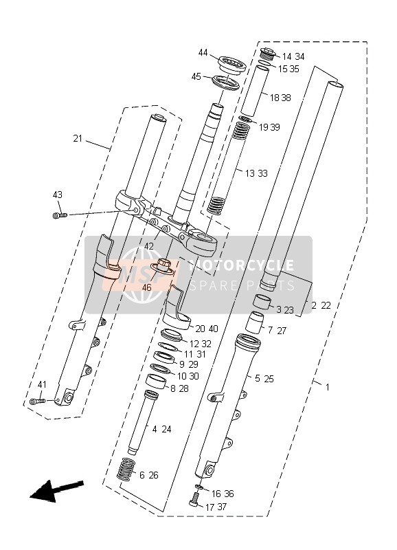 Yamaha XJ6S DIVERSION 2009 Forcella anteriore per un 2009 Yamaha XJ6S DIVERSION