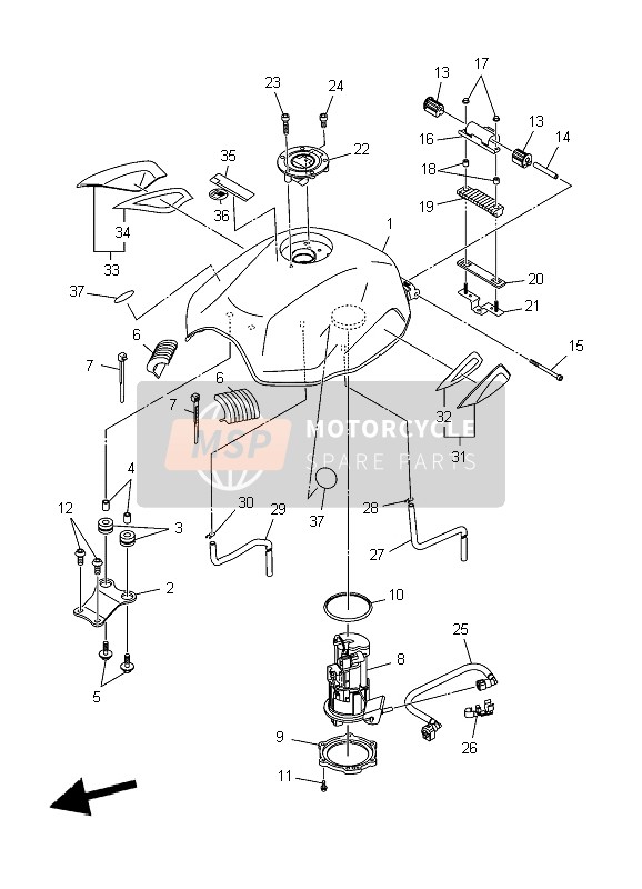 Yamaha XJ6SA DIVERSION 2009 Serbatoio di carburante per un 2009 Yamaha XJ6SA DIVERSION