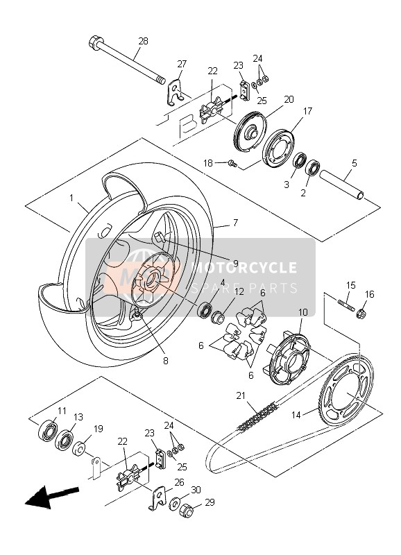 Yamaha XJ6SA DIVERSION 2009 Rear Wheel for a 2009 Yamaha XJ6SA DIVERSION