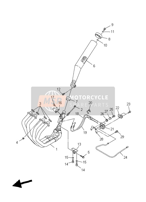 Yamaha XJR1300 2009 Échappement pour un 2009 Yamaha XJR1300