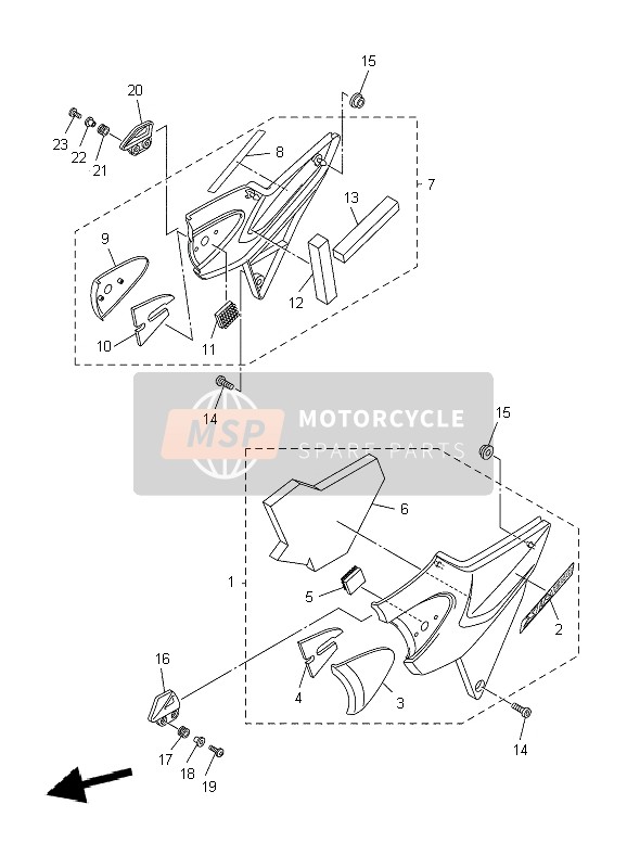 Yamaha XJR1300 2009 Cubierta lateral para un 2009 Yamaha XJR1300