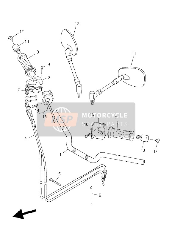 Yamaha XJR1300 2009 Manija de dirección & Cable para un 2009 Yamaha XJR1300