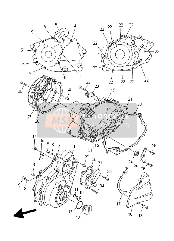 Yamaha XT660X 2009 Crankcase Cover 1 for a 2009 Yamaha XT660X