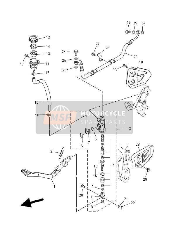 Yamaha XT660X 2009 Pompa freno posteriore per un 2009 Yamaha XT660X