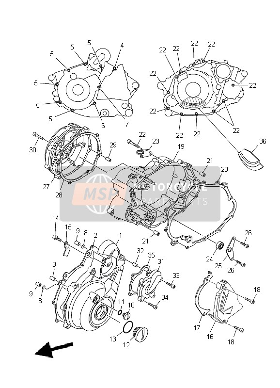 Yamaha XT660Z TENERE 2009 Coperchio del carter 1 per un 2009 Yamaha XT660Z TENERE