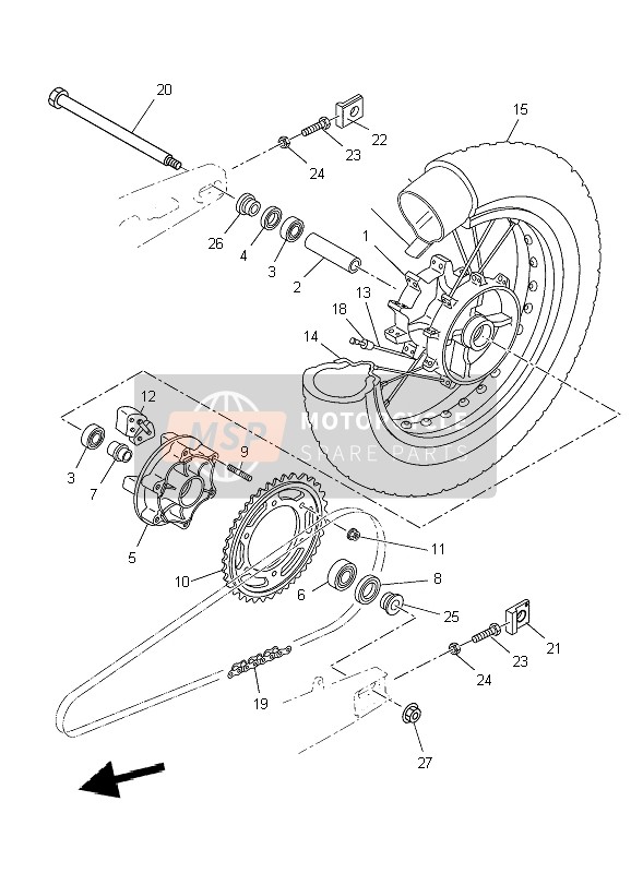 Yamaha XT660Z TENERE 2009 Rear Wheel for a 2009 Yamaha XT660Z TENERE