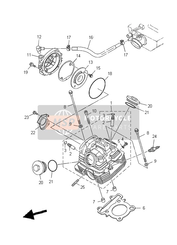 Yamaha YBR250 2009 Cylinder Head for a 2009 Yamaha YBR250