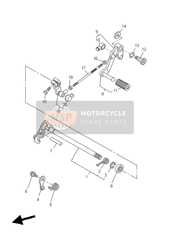 Yamaha YBR250 2009 Shift Shaft for a 2009 Yamaha YBR250