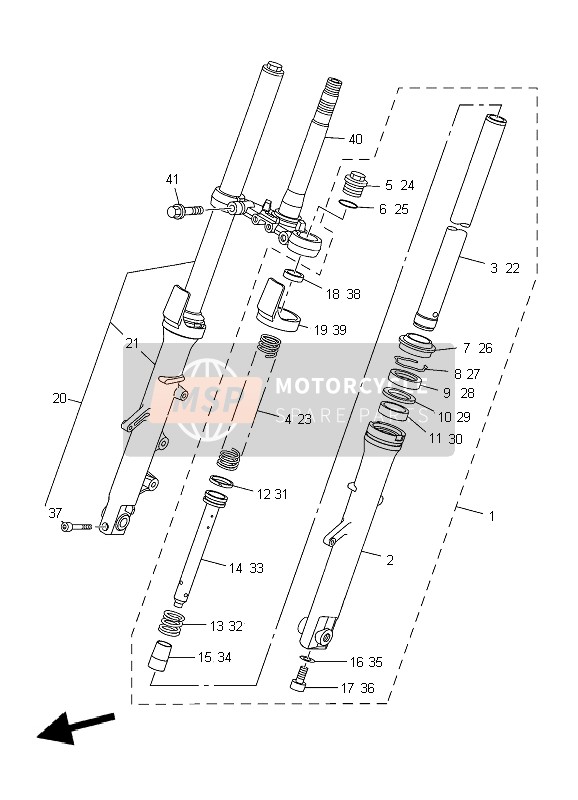 Yamaha YBR250 2009 Fourche avant pour un 2009 Yamaha YBR250