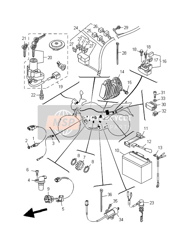 Yamaha YBR250 2009 Electrical 1 for a 2009 Yamaha YBR250