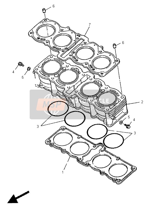 Yamaha YZF1000R THUNDERRACE 1998 Cilinder voor een 1998 Yamaha YZF1000R THUNDERRACE