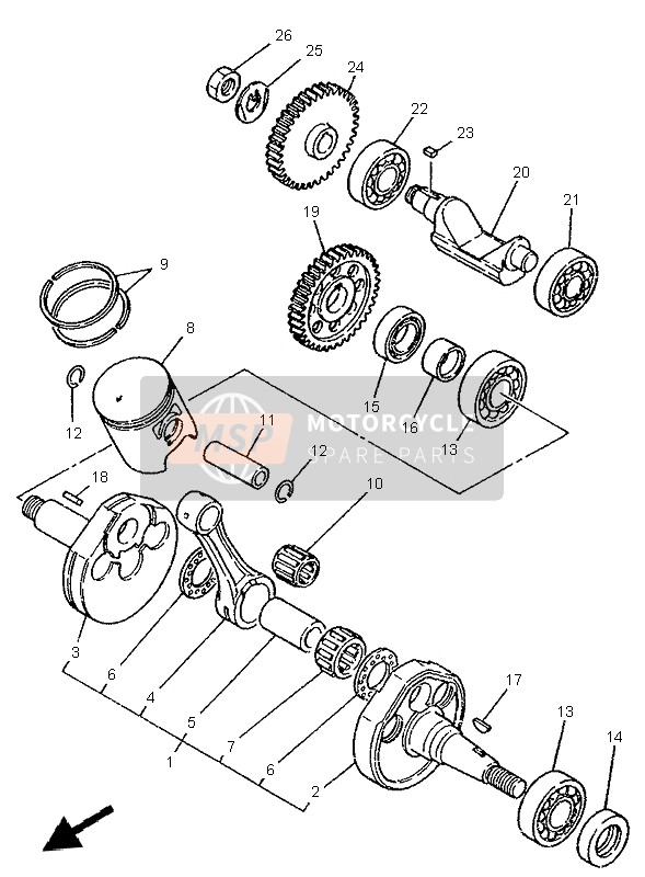 Yamaha DT125R 1999 Crankshaft & Piston for a 1999 Yamaha DT125R