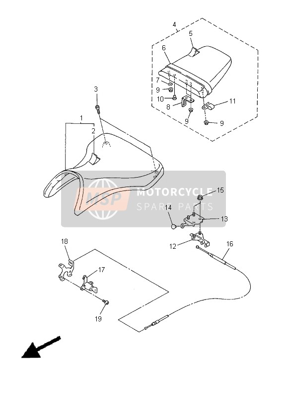 3CKW24700000, Seat Lock Assy, Yamaha, 1