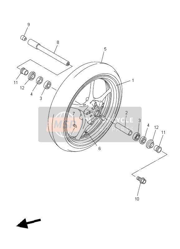 Yamaha YZF-R6 2009 Front Wheel for a 2009 Yamaha YZF-R6