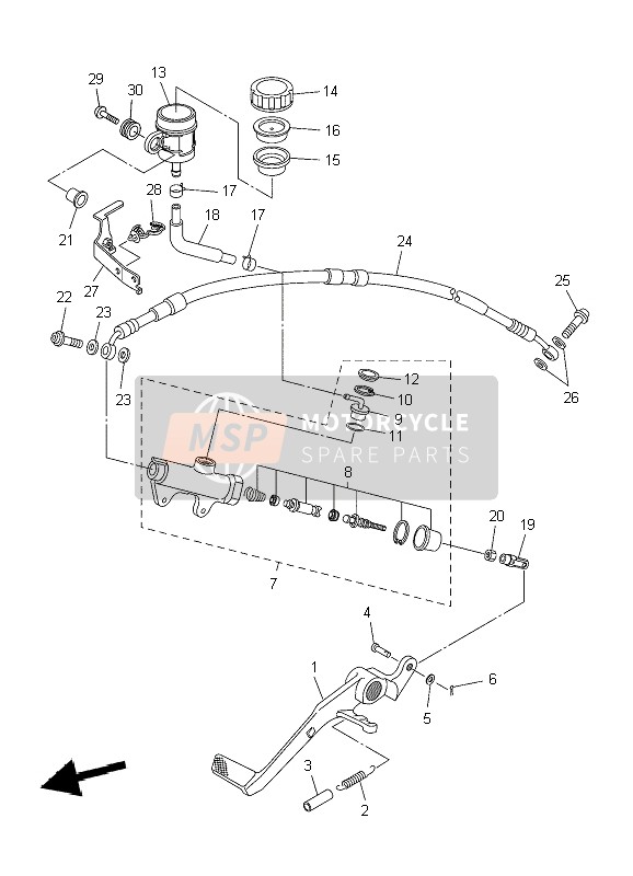 Yamaha YZF-R6 2009 Rear Master Cylinder for a 2009 Yamaha YZF-R6