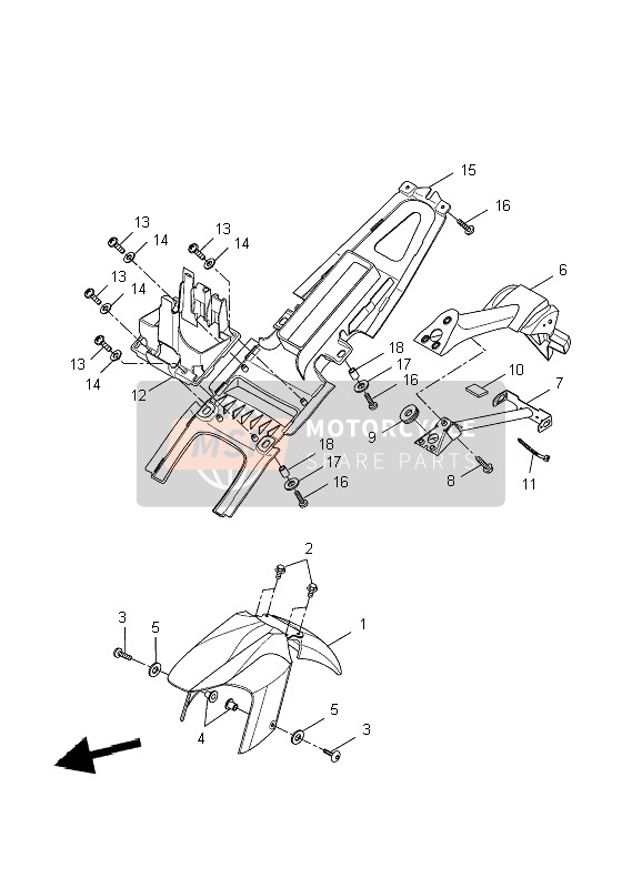 5D7F151001P6, Front Fender Comp., Yamaha, 5