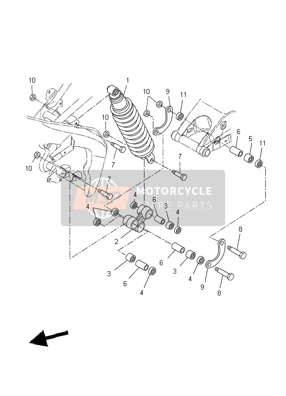 Yamaha YZF-R125 2009 Sospensione posteriore per un 2009 Yamaha YZF-R125