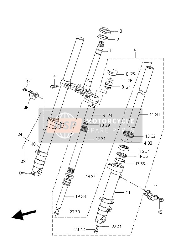 Yamaha YZF-R125 2009 Forcella anteriore per un 2009 Yamaha YZF-R125