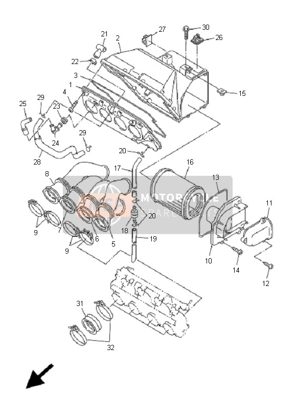 Yamaha FJR1300A 2010 Intake for a 2010 Yamaha FJR1300A