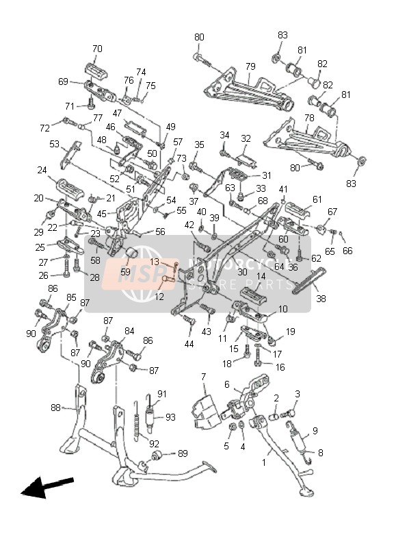 Yamaha FJR1300A 2010 Supporter & Repose Pieds pour un 2010 Yamaha FJR1300A