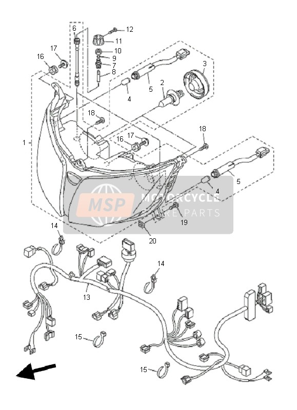 Yamaha FJR1300A 2010 Headlight for a 2010 Yamaha FJR1300A