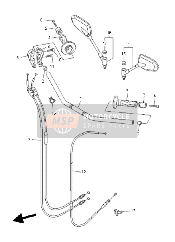 Yamaha FZ1-N FAZER 2010 Steering Handle & Cable for a 2010 Yamaha FZ1-N FAZER