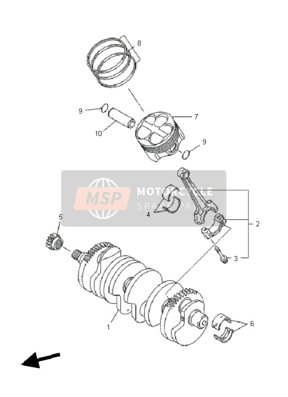 Yamaha FZ1-NA FAZER 2010 Cigüeñal & Pistón para un 2010 Yamaha FZ1-NA FAZER