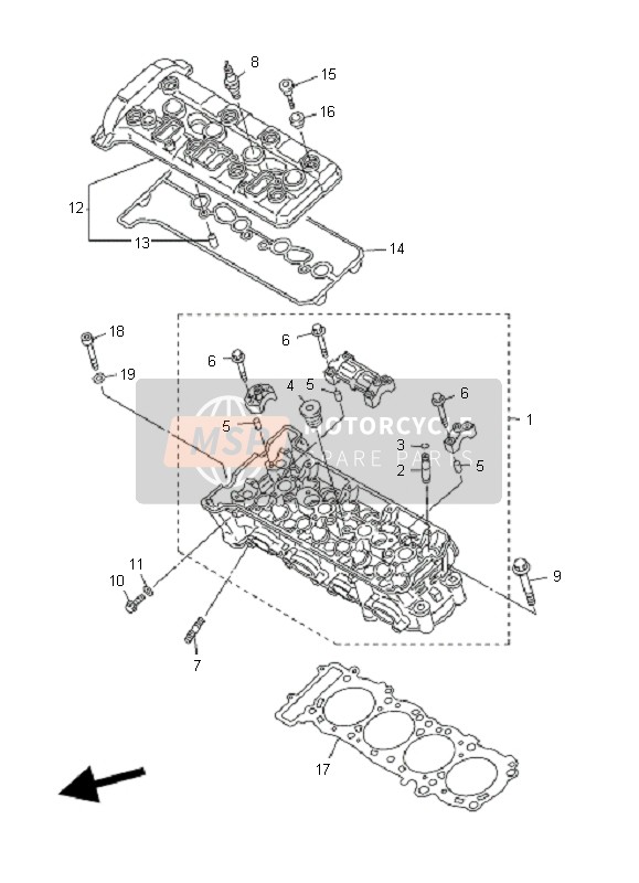 5JW111810000, Joint,  De Culasse 1, Yamaha, 0