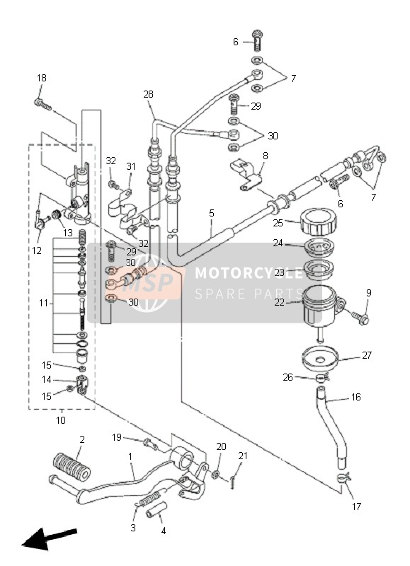 Yamaha FZ1-NA FAZER 2010 Rear Master Cylinder for a 2010 Yamaha FZ1-NA FAZER