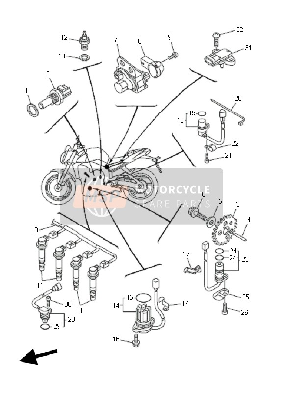 Yamaha FZ1-NA FAZER 2010 Elektrisch 1 voor een 2010 Yamaha FZ1-NA FAZER