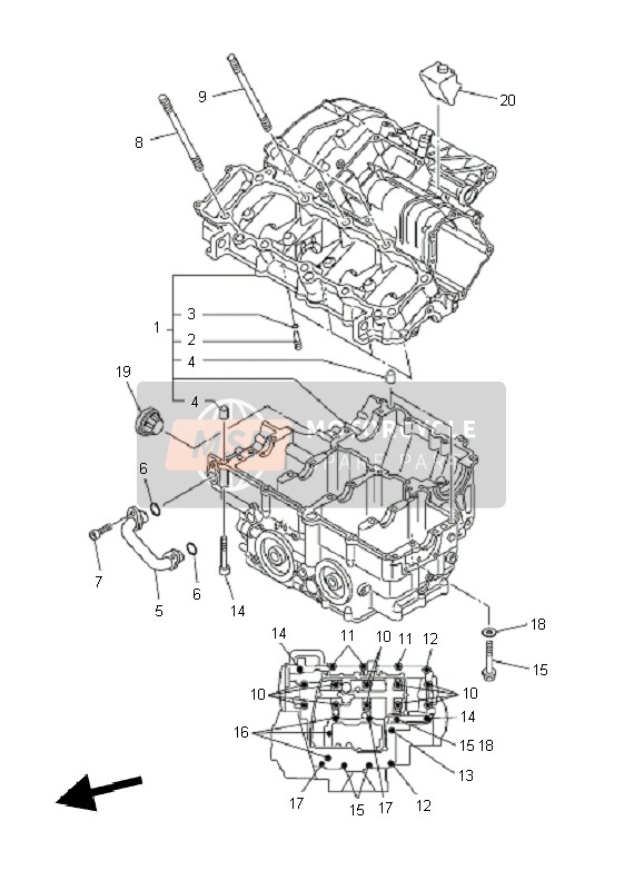 Yamaha FZ1-S FAZER 2010 Crankcase for a 2010 Yamaha FZ1-S FAZER