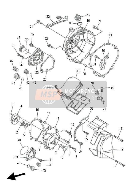 Yamaha FZ1-S FAZER 2010 Coperchio del carter 1 per un 2010 Yamaha FZ1-S FAZER