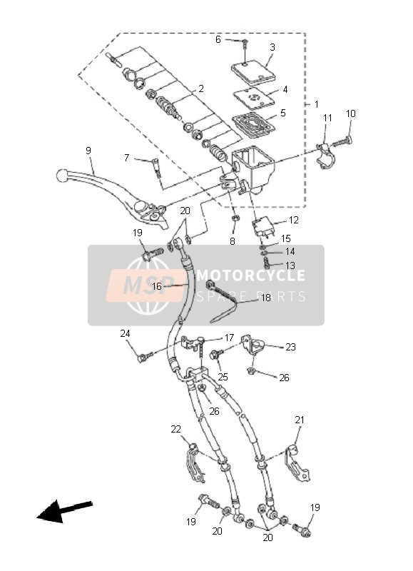 Yamaha FZ1-S FAZER 2010 Pompa freno anteriore per un 2010 Yamaha FZ1-S FAZER