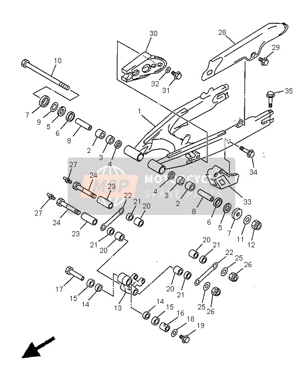 Yamaha DT125R 1999 Rear Arm for a 1999 Yamaha DT125R